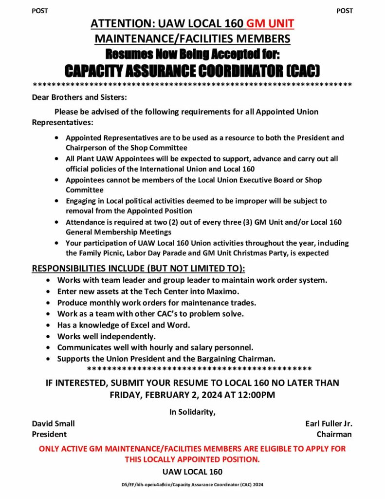 Capacity Assurance Coordinator 2024