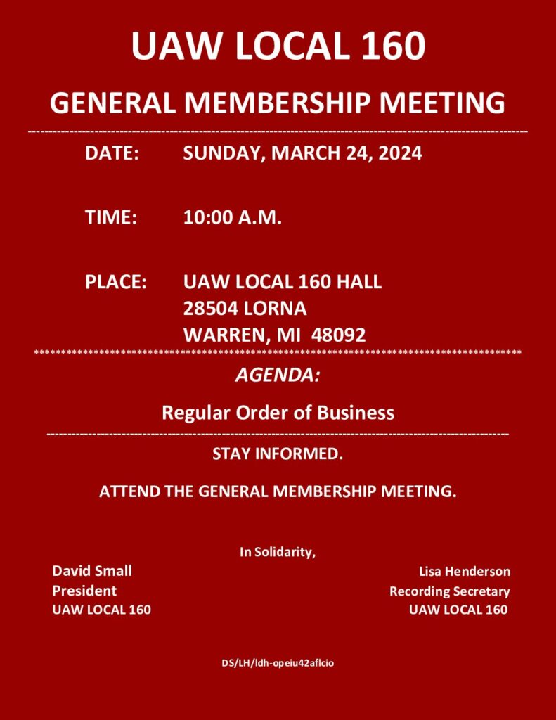General Membership Meeting Notice for MARCH 2024