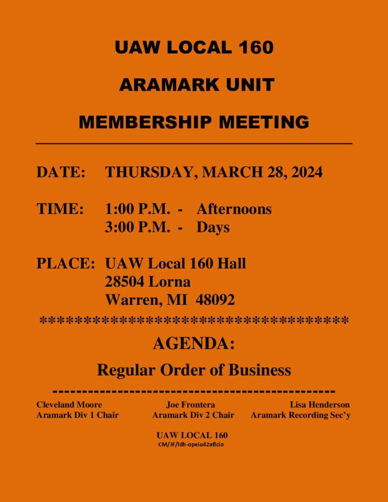 Meeting Notice for MARCH 2024