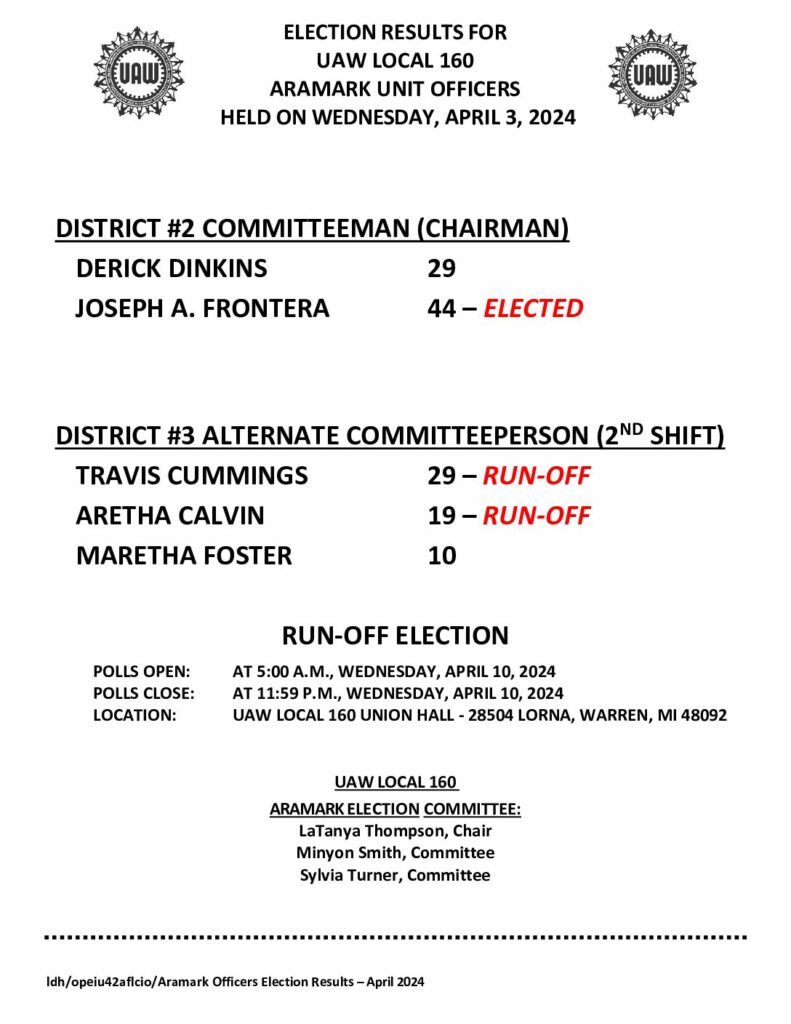 Election Results - ARAMARK OFFICERS 2024
