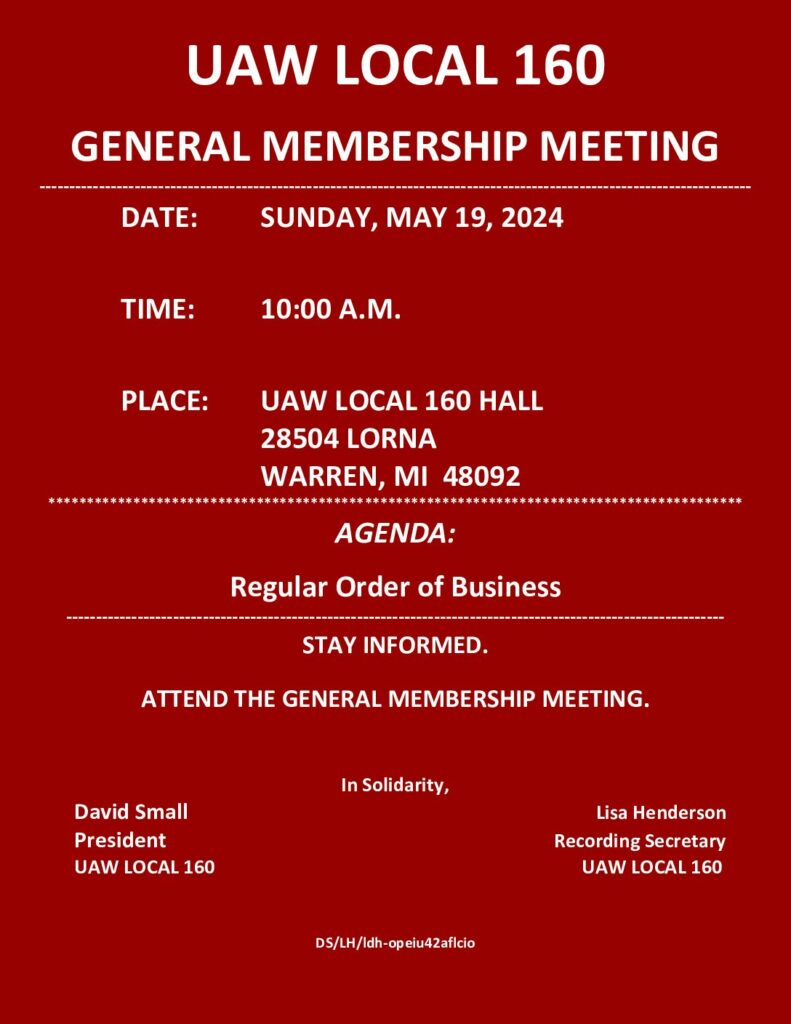 General Membership Meeting Notice for MAY 2024