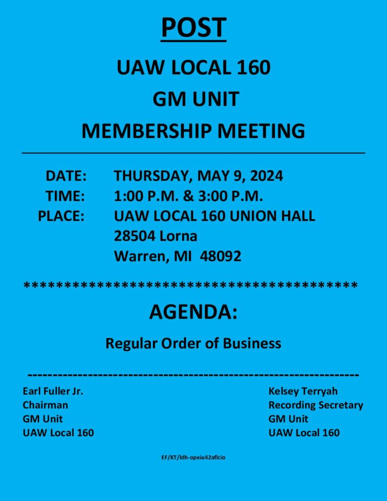 Meeting Notice for MAY 2024