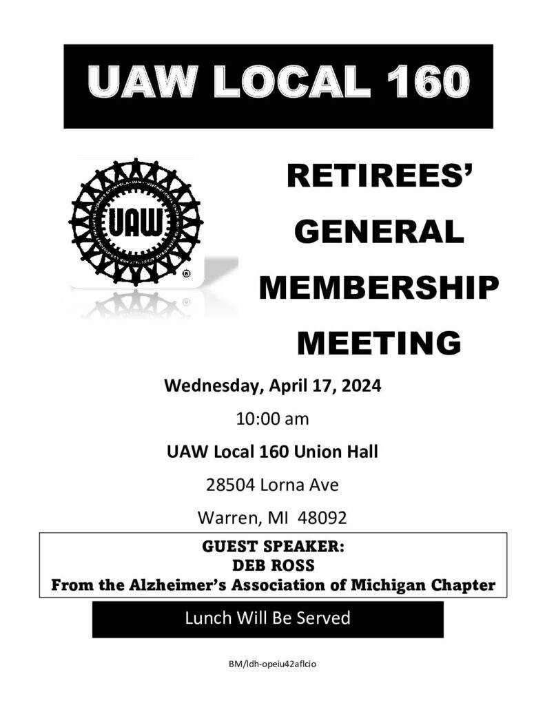Retirees Membership Meeting Flyer April 2024
